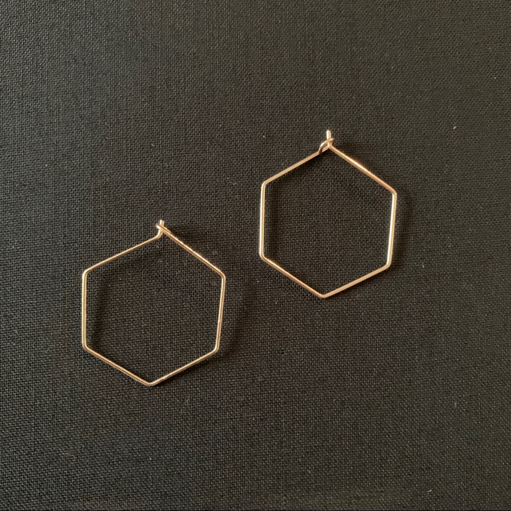 Gold hexagon earrings